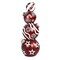 35" Red & White Resin Led 4 Stacked Ornaments for Indoor or Outdoor